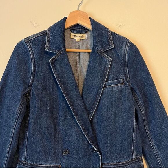 Madewell Denim Blazer Size XXS Oversized Relaxed Fit - Picture 6 of 13